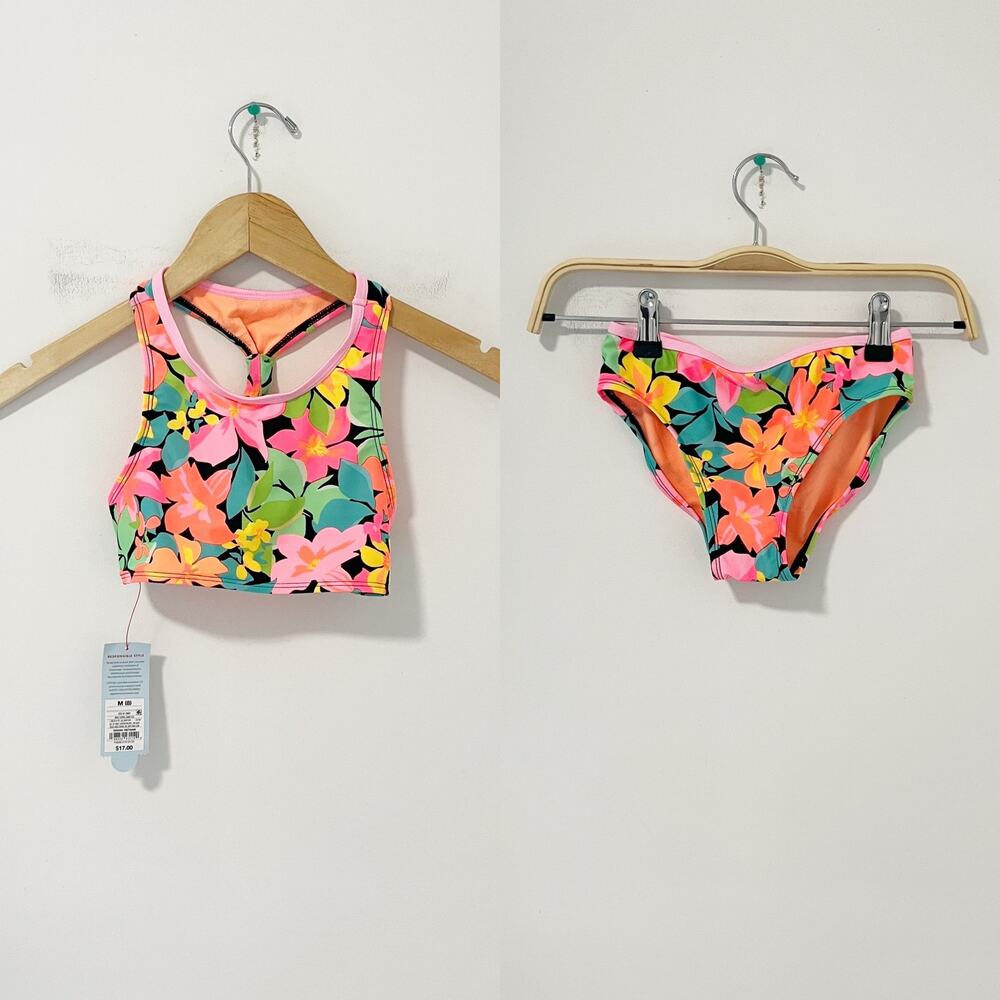 NEW Cat & Jack Girl's Two Piece Floral Print Bathing Suit Size Medium